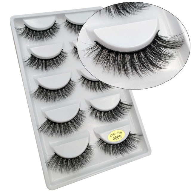 SHIDISHANGPIN 5 pairs eyelashes 3d mink lashes natural long 1 box mink eyelashes 1cm-1.5cm 3d false eyelashes full strip lashes