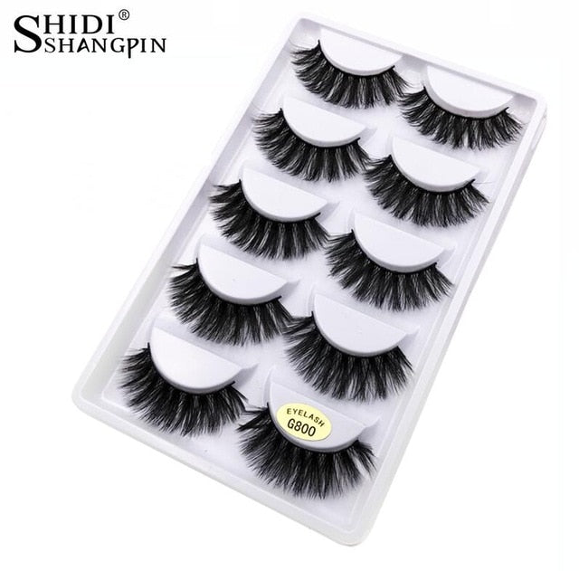 SHIDISHANGPIN 5 pairs eyelashes 3d mink lashes natural long 1 box mink eyelashes 1cm-1.5cm 3d false eyelashes full strip lashes