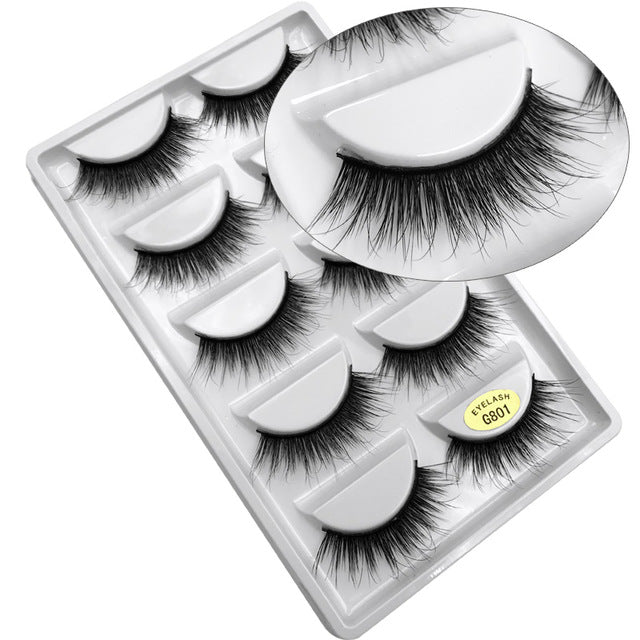 SHIDISHANGPIN 5 pairs eyelashes 3d mink lashes natural long 1 box mink eyelashes 1cm-1.5cm 3d false eyelashes full strip lashes