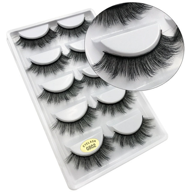 SHIDISHANGPIN 5 pairs eyelashes 3d mink lashes natural long 1 box mink eyelashes 1cm-1.5cm 3d false eyelashes full strip lashes