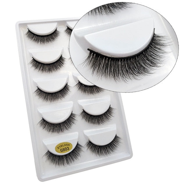 SHIDISHANGPIN 5 pairs eyelashes 3d mink lashes natural long 1 box mink eyelashes 1cm-1.5cm 3d false eyelashes full strip lashes
