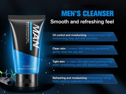 Facial Cleanser Cool Mineral Mud Cleanser oil-control Acne blackhead pore-cleansing Moisturizing Man Face Care 100g